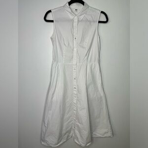 White Sleeveless Button-Down Dress